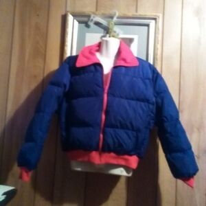Columbia Blue and Red Puffer Jacket